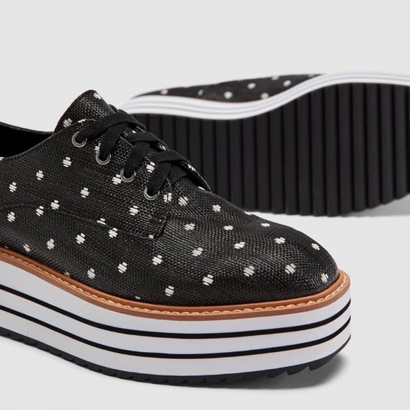 ZARA Polka Dot Platform Derby SHOES Sneakers